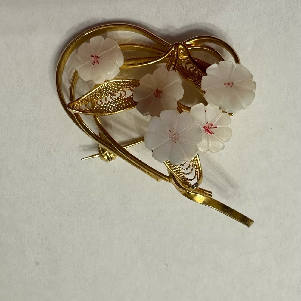 Vintage Floral Heart Brooch